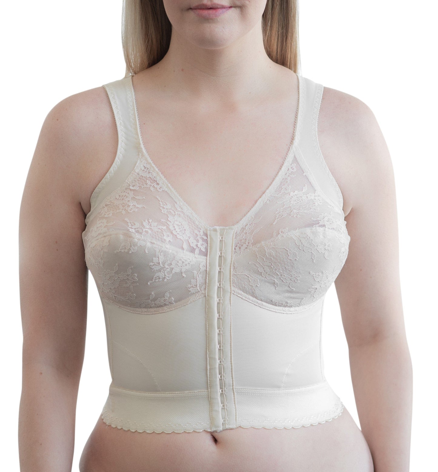 Style 9603 | Front Closure Back Support Long Line Bra - Blush