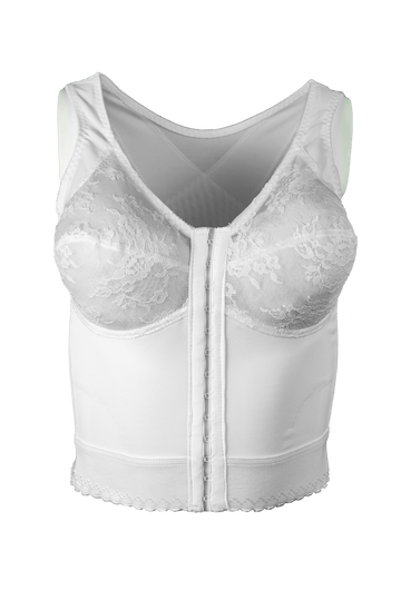 White Front Closure Long Line Bra with Back Support – Rago Shapewear